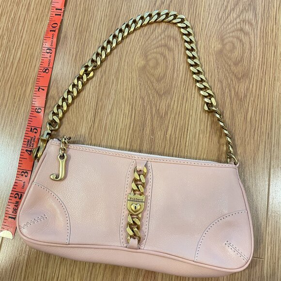 RARE Juicy Couture Vintage Y2K Leather Mini Baguette Shoulder Bag Pink - Picture 9 of 10